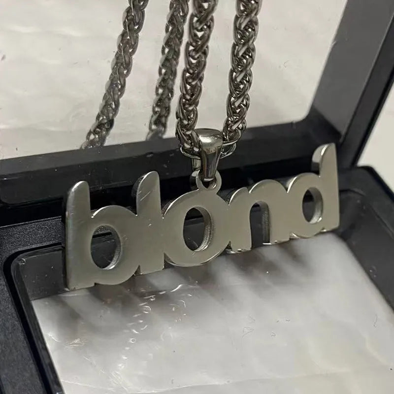 New Stainless Steel Letter Pendant Necklace Men'S and Women'S Fashion Sweater Chain Internet Celebrity Hip Hop Necklace Jewelry